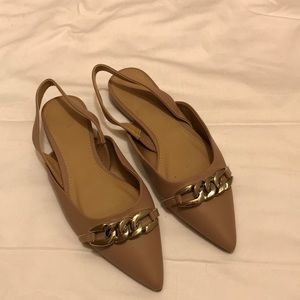 Pale pink sling back flats